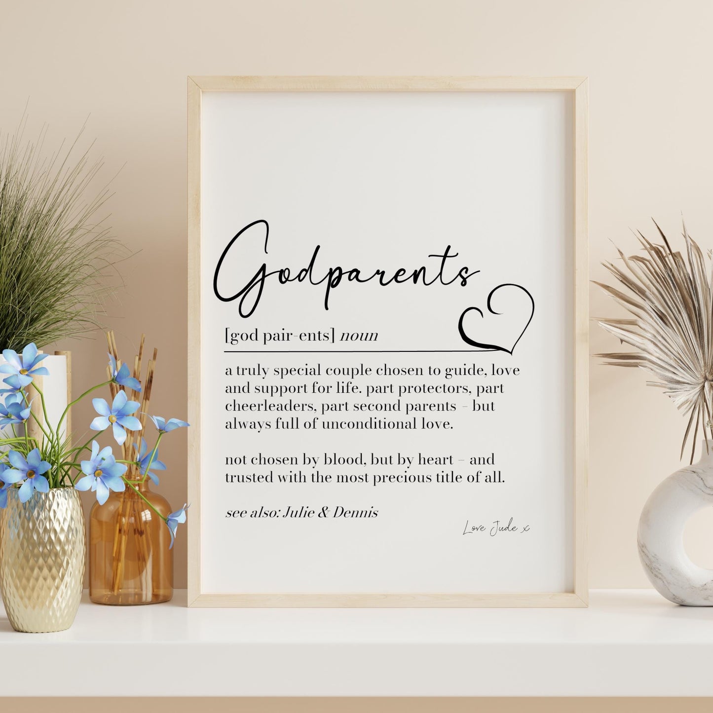 Godfather Definition Print, Personalised Godfather gift, Godparents Thank You Gift, Christening Proposal Gift, New Godparents Gift