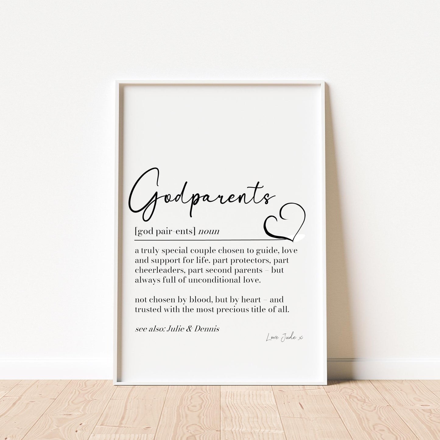Godfather Definition Print, Personalised Godfather gift, Godparents Thank You Gift, Christening Proposal Gift, New Godparents Gift