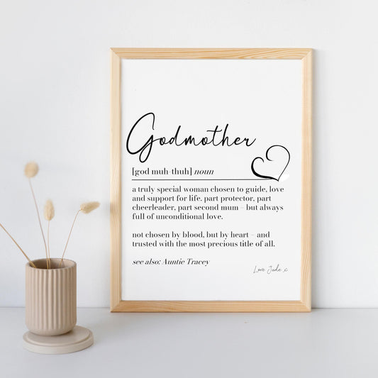 Godmother Definition Print, Godmother gift, Godmother Thank You Gift, Christening Gift, Godmother Proposal Gift, New Godparents Gift,