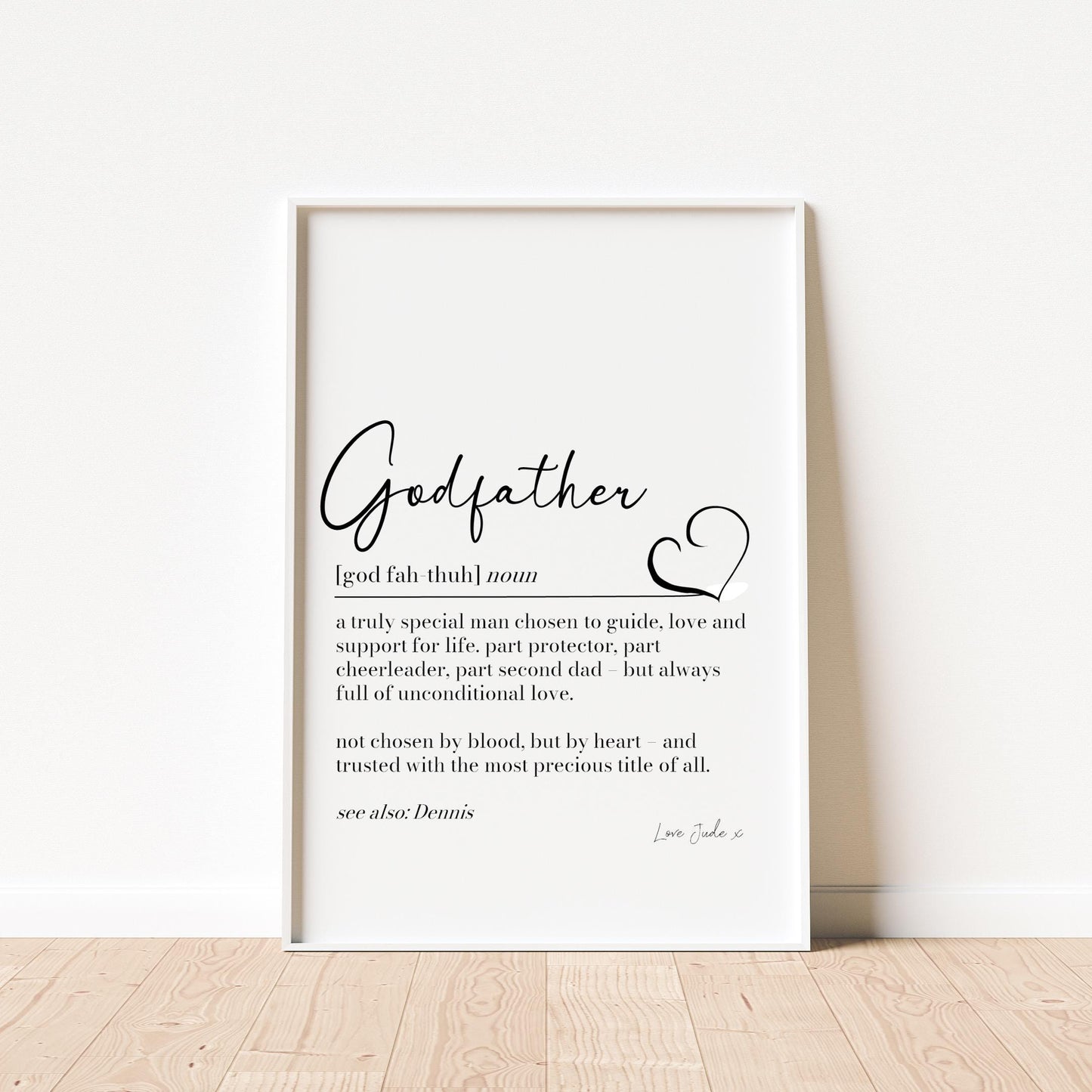Godfather Definition Print, Personalised Godfather gift, Godparents Thank You Gift, Christening Proposal Gift, New Godparents Gift