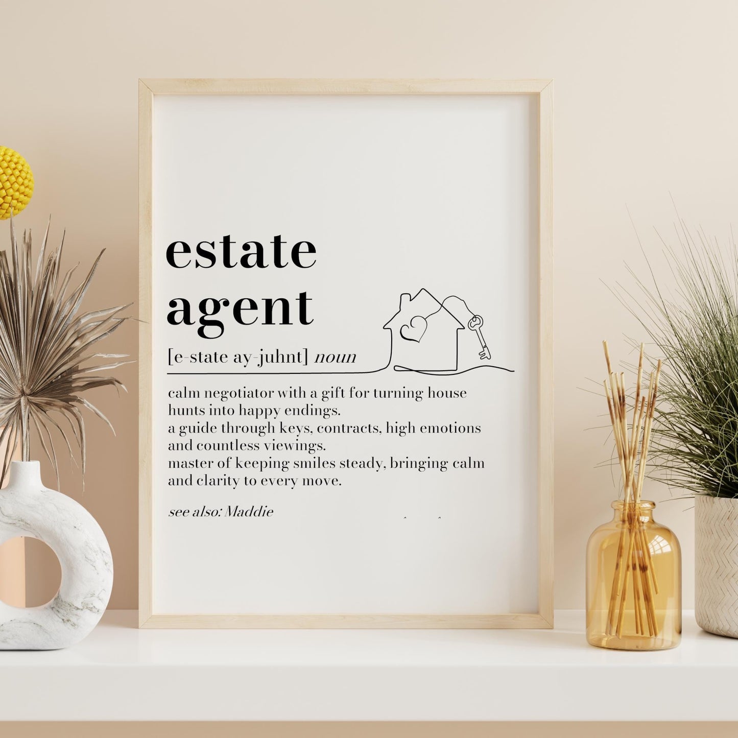 Personalised Estate Agent Gift: Definition Print, House Selling Thank You Gift, Thoughtful Keepsake
