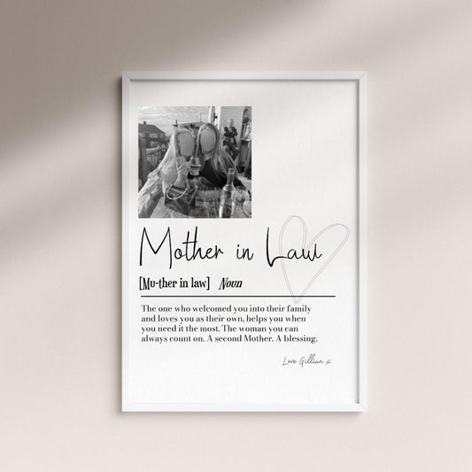 Personalised Mother in Law Picture Collage Memorable Gift for MIL, Mothers Day Gift, Gift for Her, definition, Birthday Gift for Mum In law