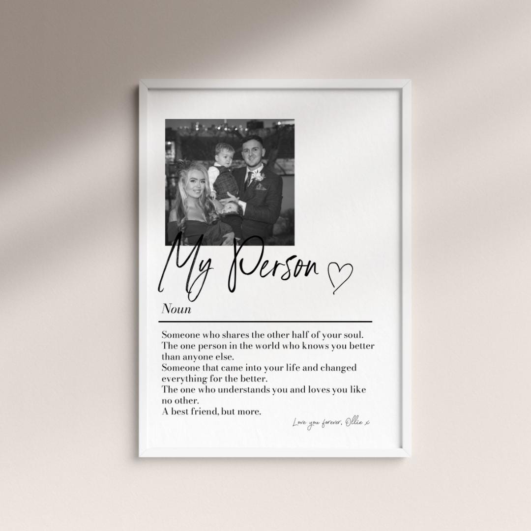 Personalised My Person Definition Print: Custom Photo Gift, Romantic Keepsake, Anniversary Boyfriend/Girlfriend Gift