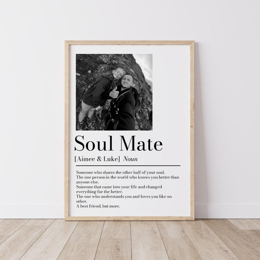 Personalised Couple Picture Collage Gift for Partner, Photo Gift for Her Him, Soulmate Definition, Wedding Gift for Them, Wife Husband Frame