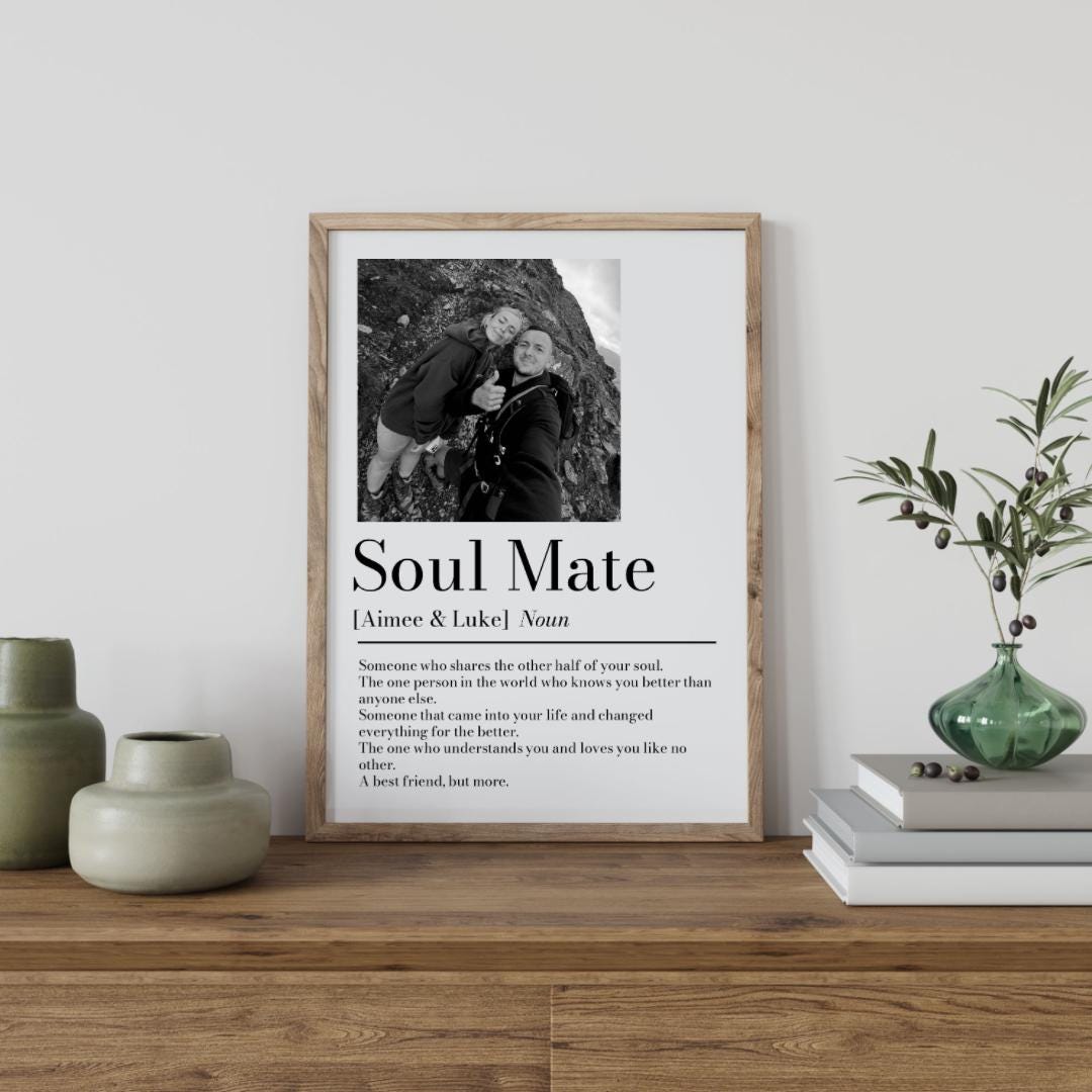 Personalised Couple Picture Collage Gift for Partner, Photo Gift for Her Him, Soulmate Definition, Wedding Gift for Them, Wife Husband Frame