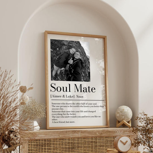 Personalised Couple Picture Collage Gift for Partner, Photo Gift for Her Him, Soulmate Definition, Wedding Gift for Them, Wife Husband Frame