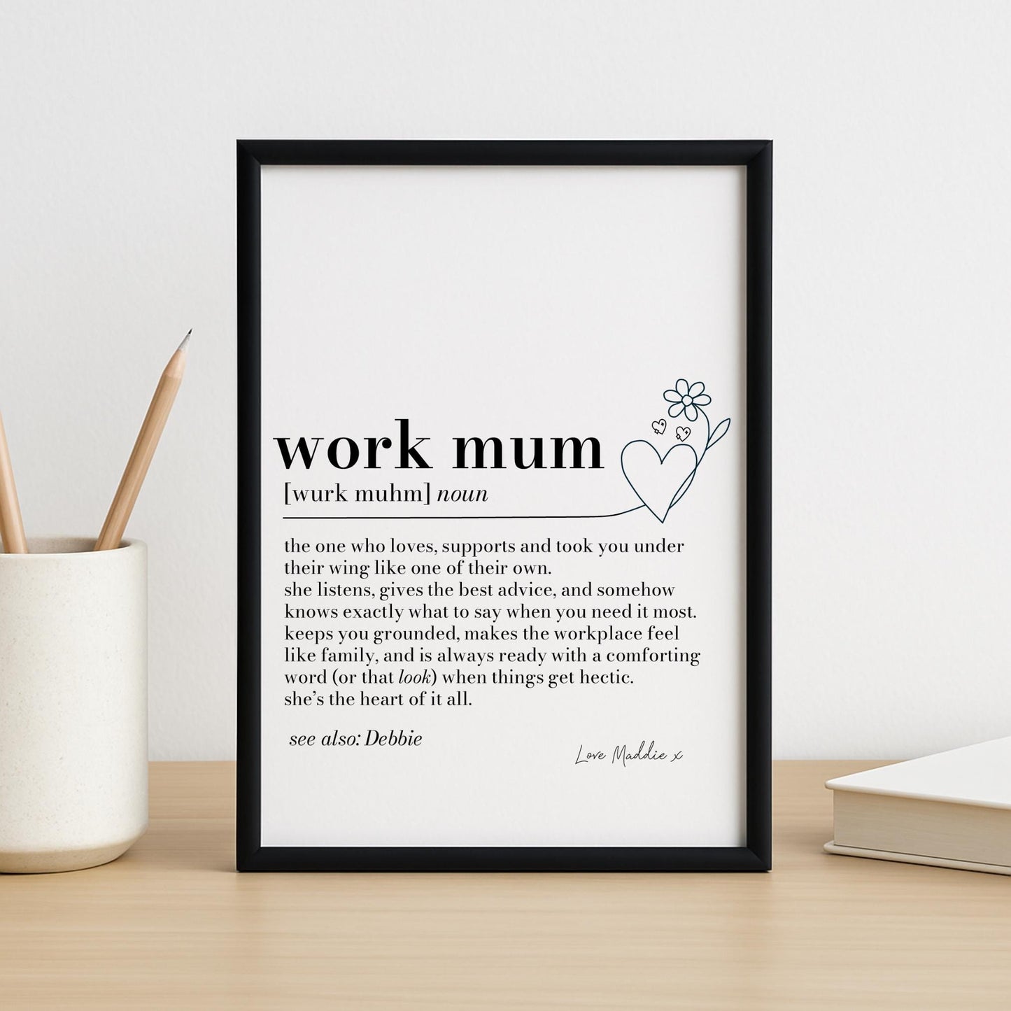 Work Mum Definition Print, Personalised Work Mom Gift, Office Gift for Colleague, Workplace Appreciation, Secret Santa Ideas