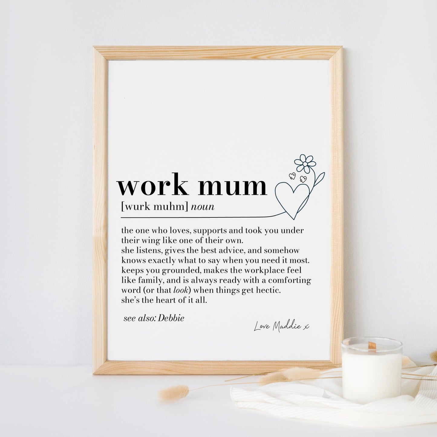Work Mum Definition Print, Personalised Work Mom Gift, Office Gift for Colleague, Workplace Appreciation, Secret Santa Ideas