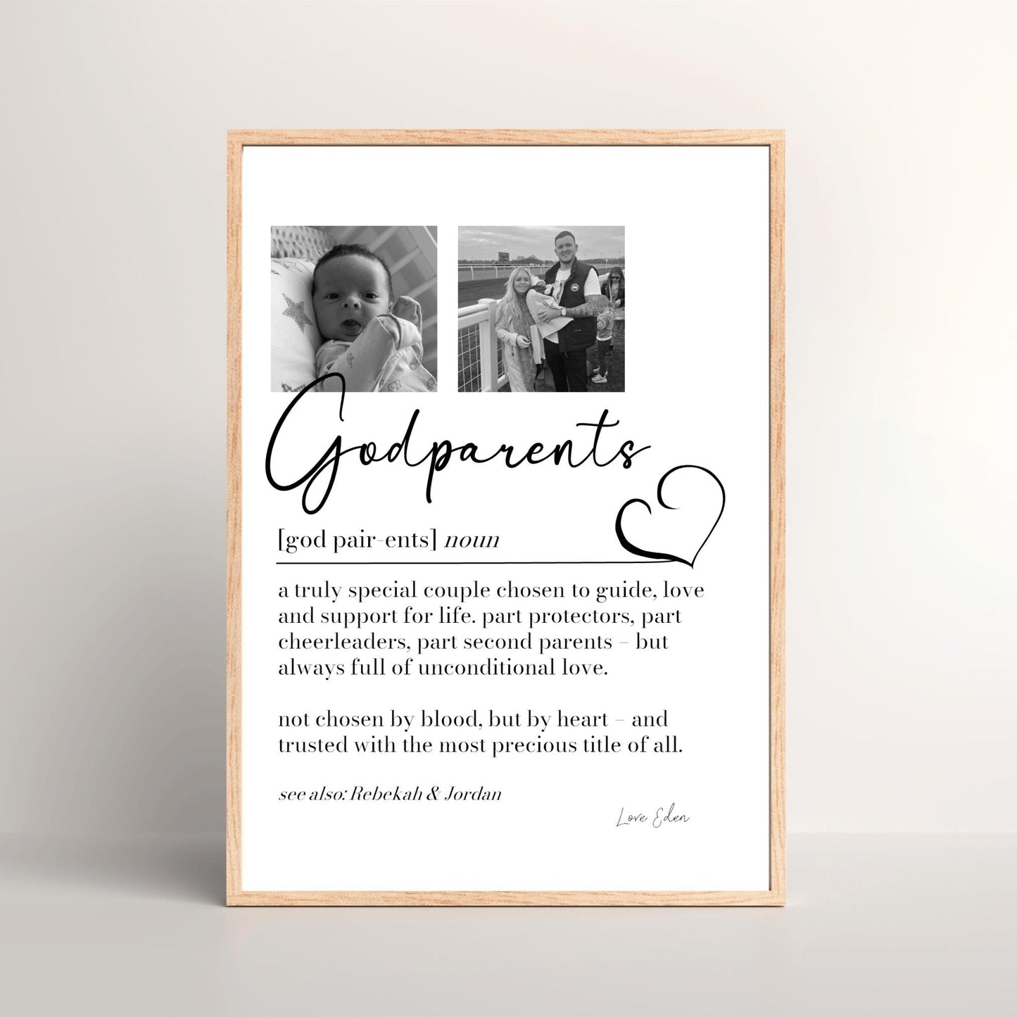Godparents Definition Print, God Parents Photo Gift, Godparents Thank You Christening Proposal, New Godparent Present, Picture Collage