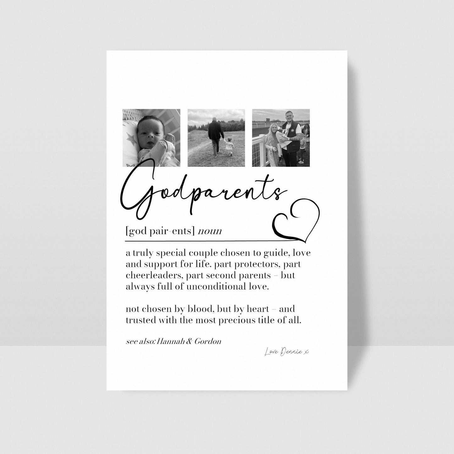 Godparents Definition Print, God Parents Photo Gift, Godparents Thank You Christening Proposal, New Godparent Present, Picture Collage