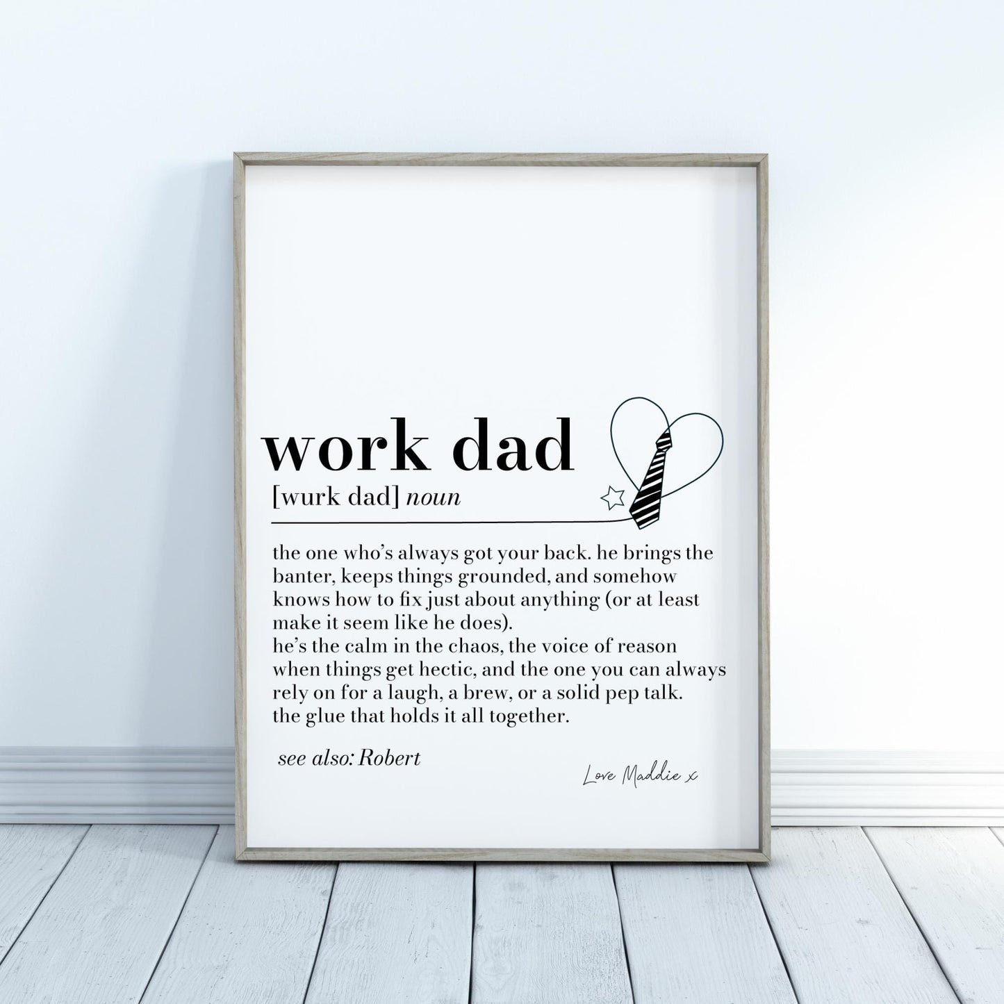 Work Dad Definition Print, Funny Work Friend Gift, Colleague Leaving Gift, Office Secret Santa, Personalised Work Dad Print