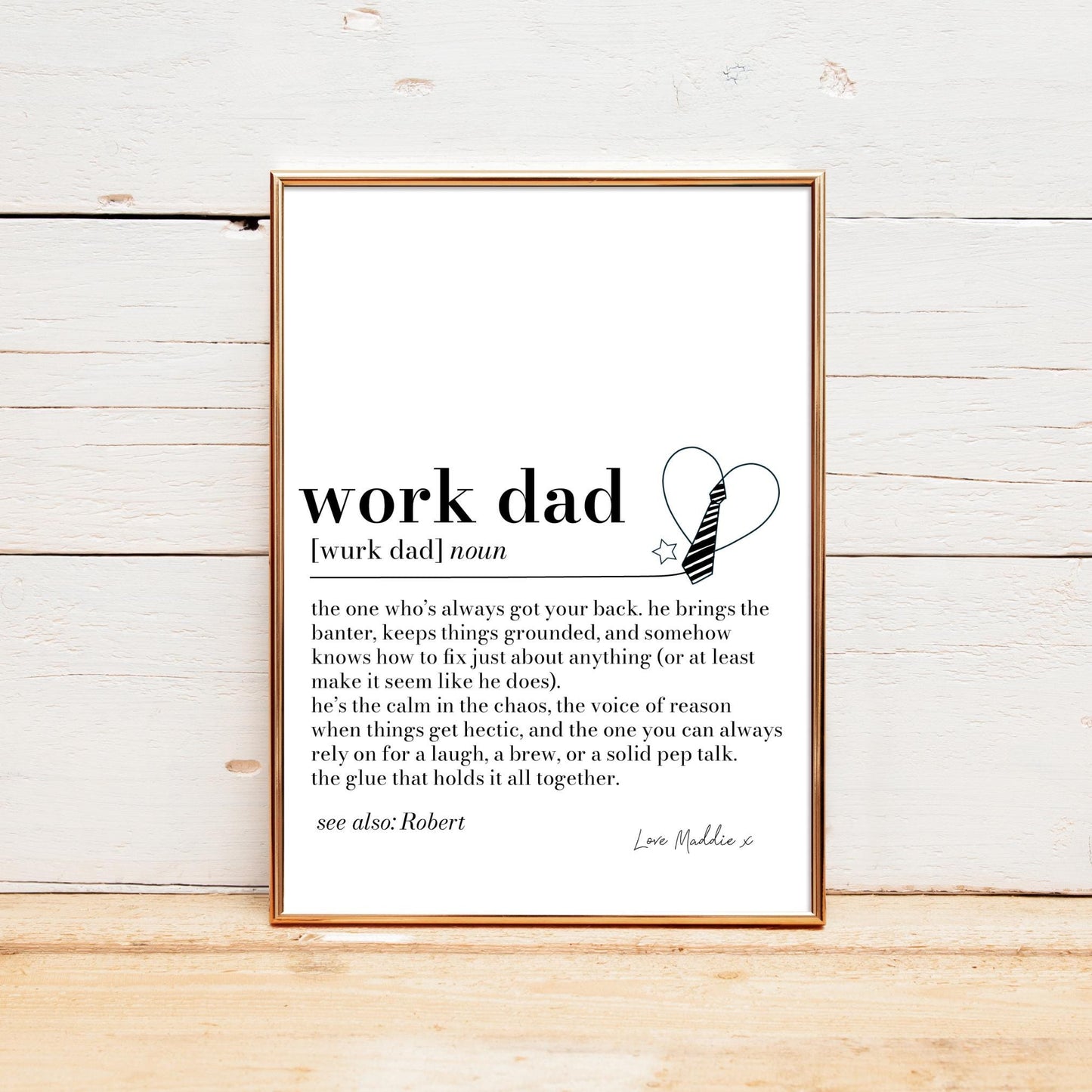 Work Dad Definition Print, Funny Work Friend Gift, Colleague Leaving Gift, Office Secret Santa, Personalised Work Dad Print