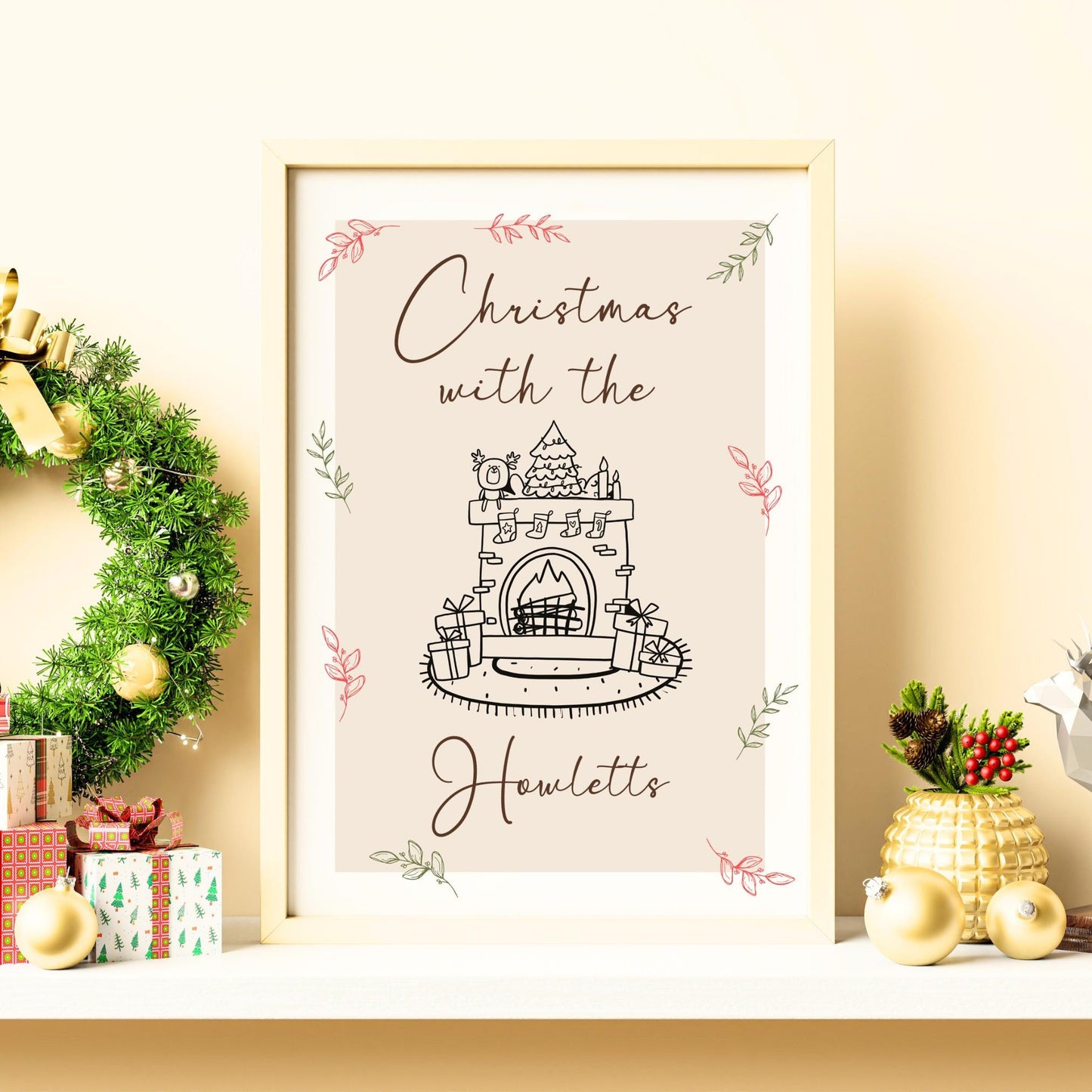 Personalised Christmas Wall Art Set, Festive Printables, Joyful Christmas Decor, Hello Christmas, Snow Is Falling, Cosy Holiday Print Set