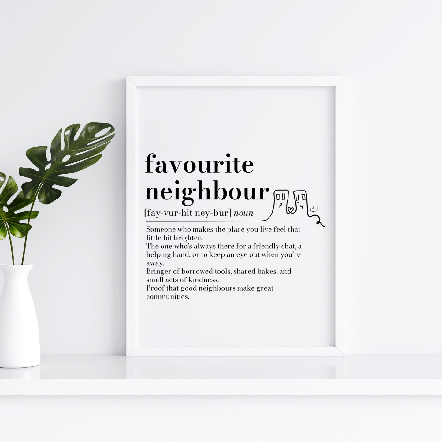 Favourite Neighbour Definition Print – Personalised Wall Art Gift for Neighbours, Housewarming, Christmas Present