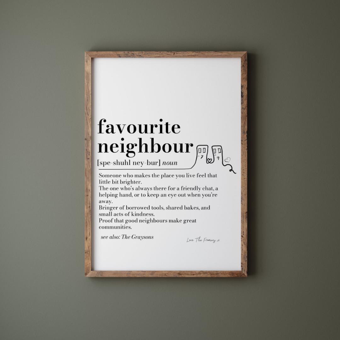 Favourite Neighbour Definition Print – Personalised Wall Art Gift for Neighbours, Housewarming, Christmas Present