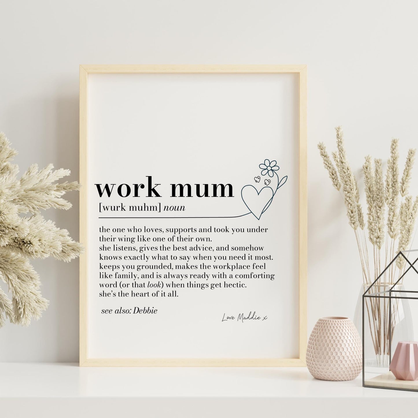 Work Mum Definition Print, Personalised Work Mom Gift, Office Gift for Colleague, Workplace Appreciation, Secret Santa Ideas