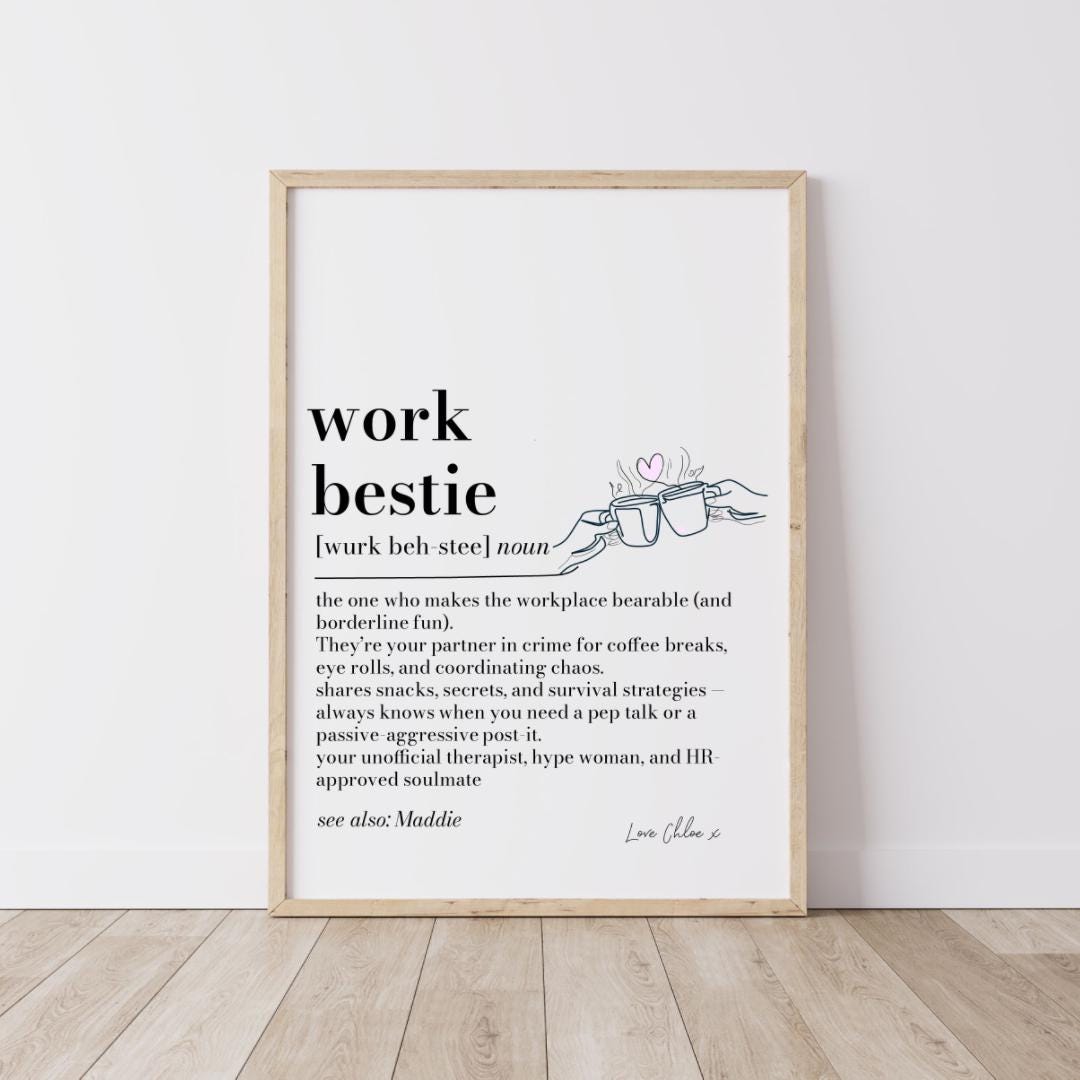 Work Bestie Definition Print, Funny Work Friend Gift, Colleague Leaving Gift, Office Secret Santa, Personalised Work Best Friend Print