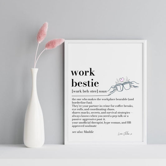 Work Bestie Definition Print, Funny Work Friend Gift, Colleague Leaving Gift, Office Secret Santa, Personalised Work Best Friend Print