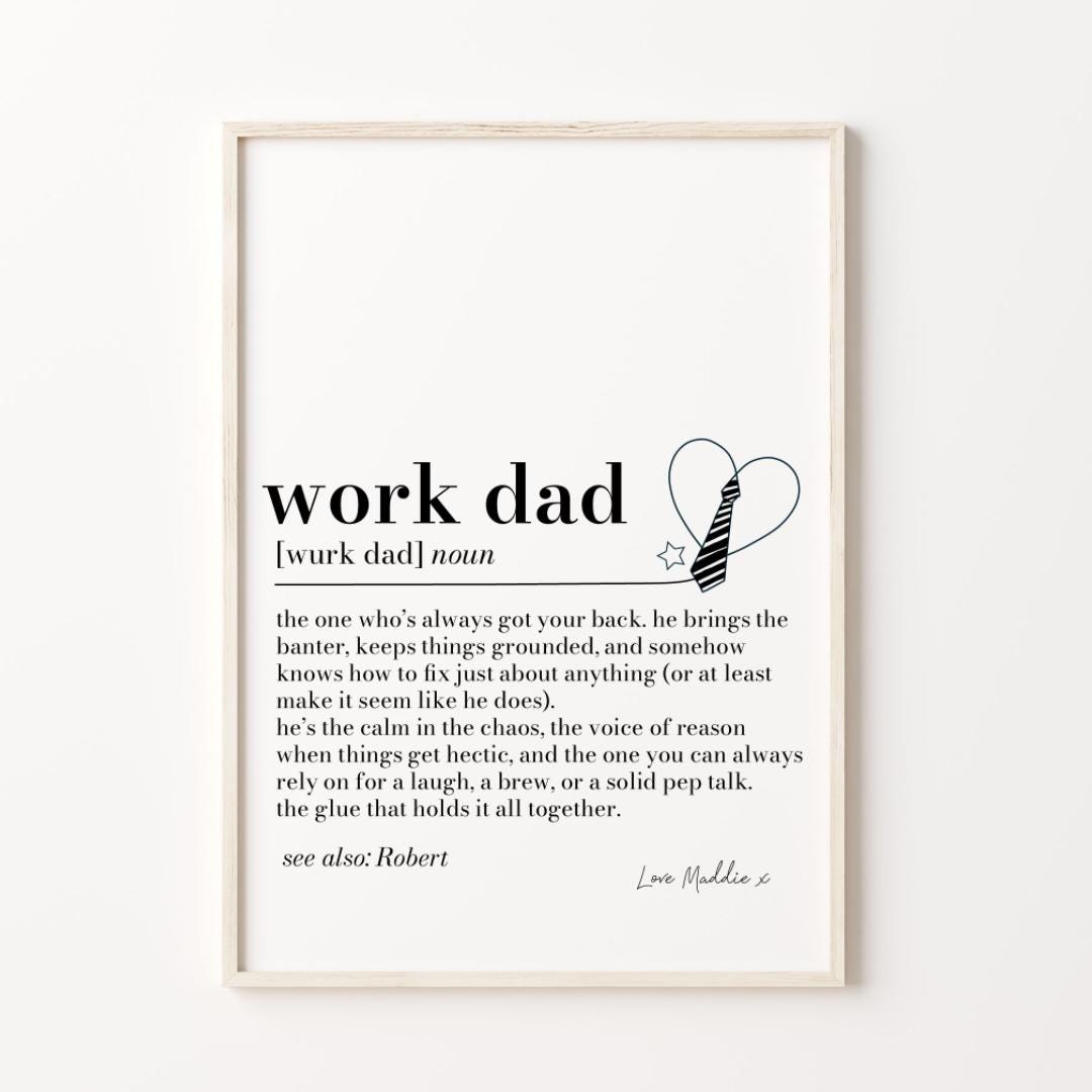 Work Dad Definition Print, Funny Work Friend Gift, Colleague Leaving Gift, Office Secret Santa, Personalised Work Dad Print