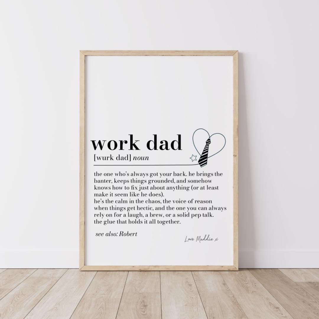 Work Dad Definition Print, Funny Work Friend Gift, Colleague Leaving Gift, Office Secret Santa, Personalised Work Dad Print
