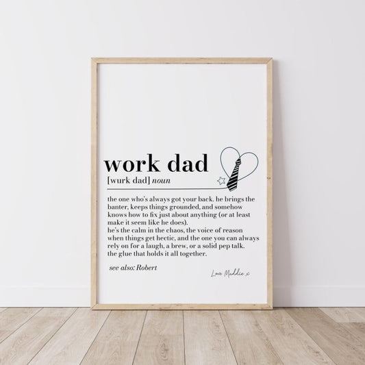 Work Dad Definition Print, Funny Work Friend Gift, Colleague Leaving Gift, Office Secret Santa, Personalised Work Dad Print