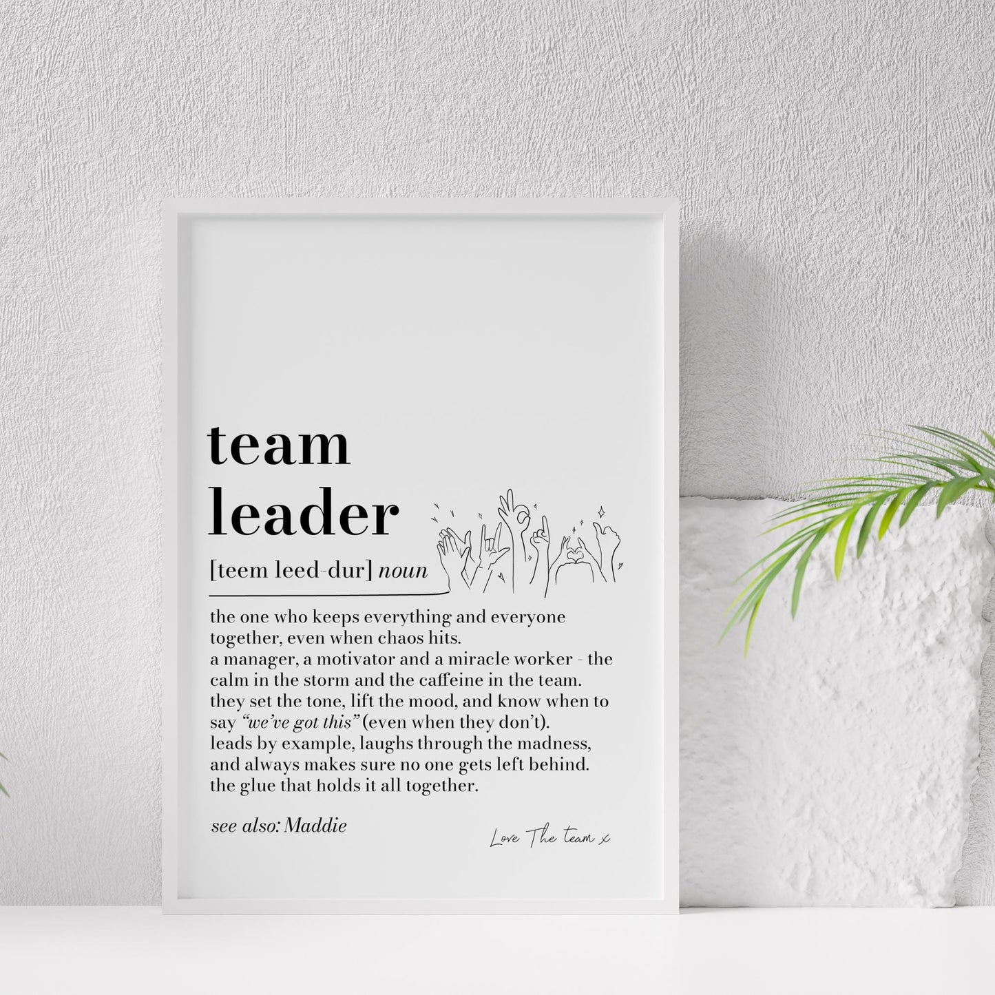 Team Leader Definition Print, Personalised Boss Gift, Office Wall Art, Manager Appreciation Print, Work Gift for Team Leader, Secret Santa