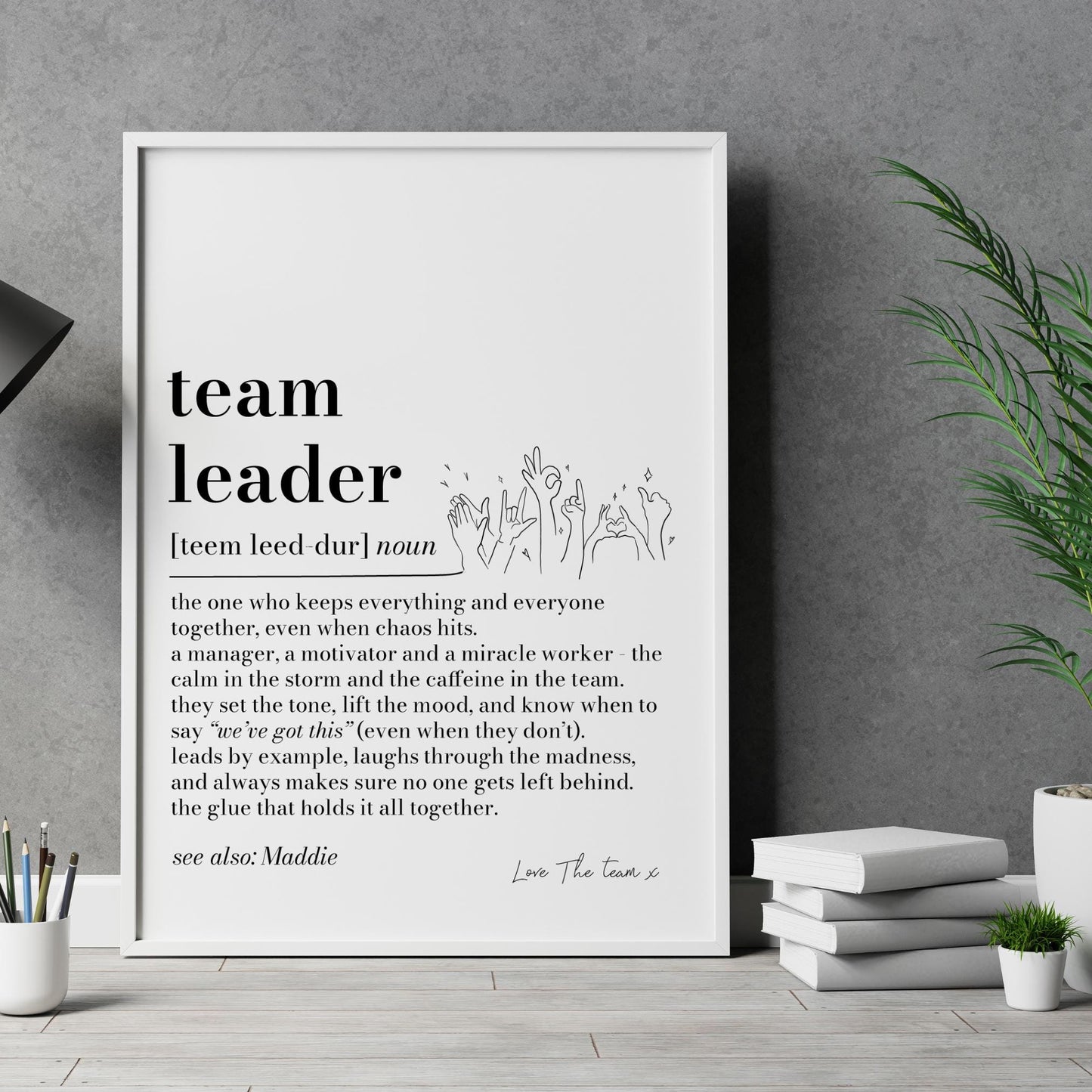 Team Leader Definition Print, Personalised Boss Gift, Office Wall Art, Manager Appreciation Print, Work Gift for Team Leader, Secret Santa